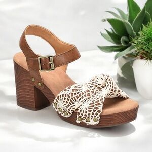 KORKS Natalia Knot Sandal Slingback Platform Crochet in Brown Women’s Size 9